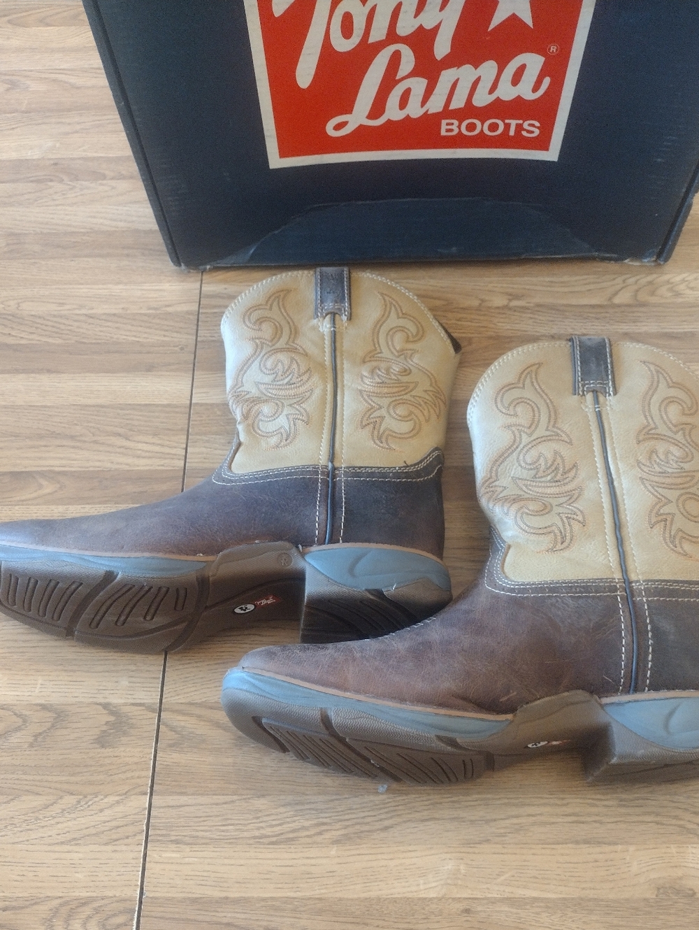 Tony Lama Brown and Tan Leather Western Cowboy Boots